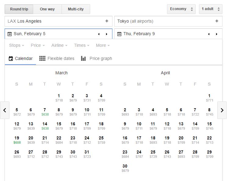 google flgith departure calendar