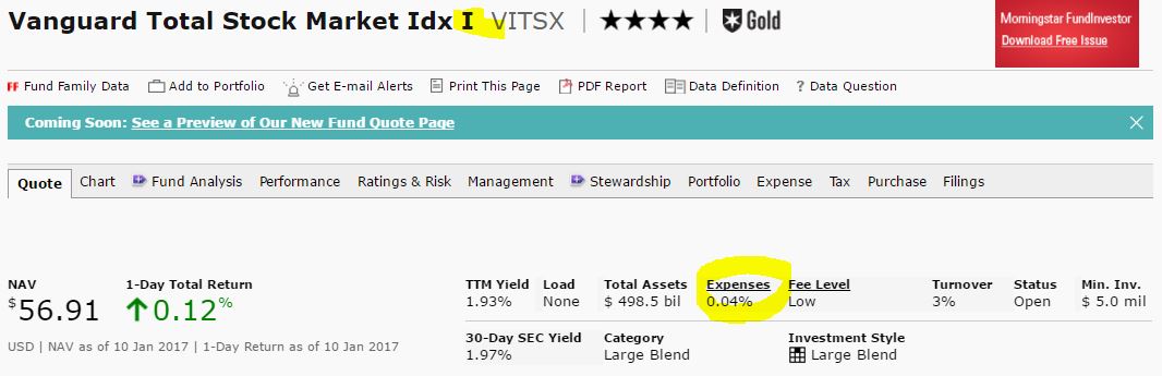 vanguard total stock market investorl
